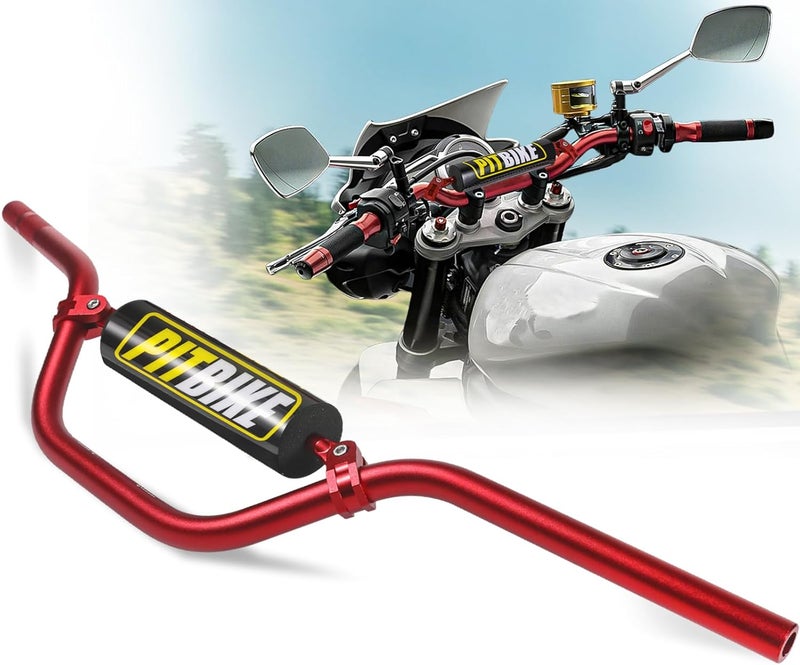 DAYIMADE 7/8" Pit Bike Handlebars with Foam Pad – Motorcycle Handlebars for CRF YZF KXF KLX RMZ DRZ Dirt Bikes, ATV, Quad, E-Bike Mods,T6 Aluminum 7/8 Motorcycle Handlebar Upgrade (Red) - Image 1